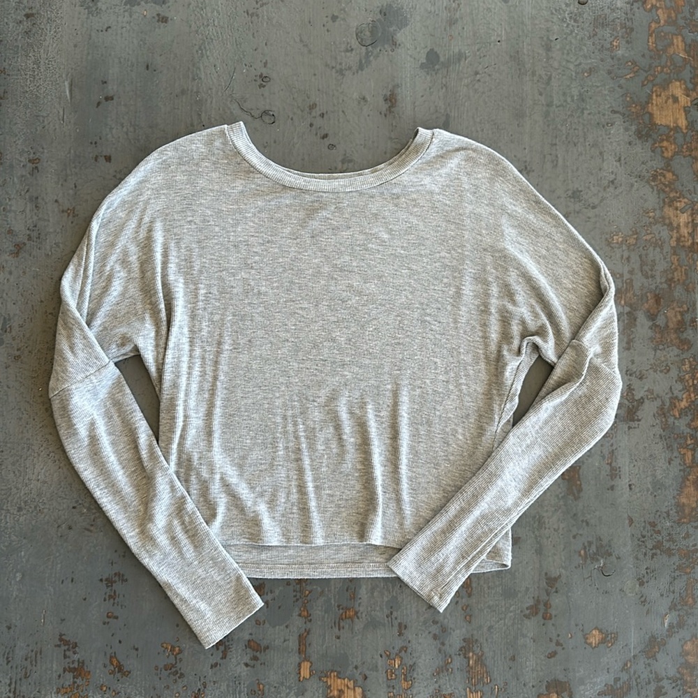 Joah Brown Ribbed Crop Long Sleeve